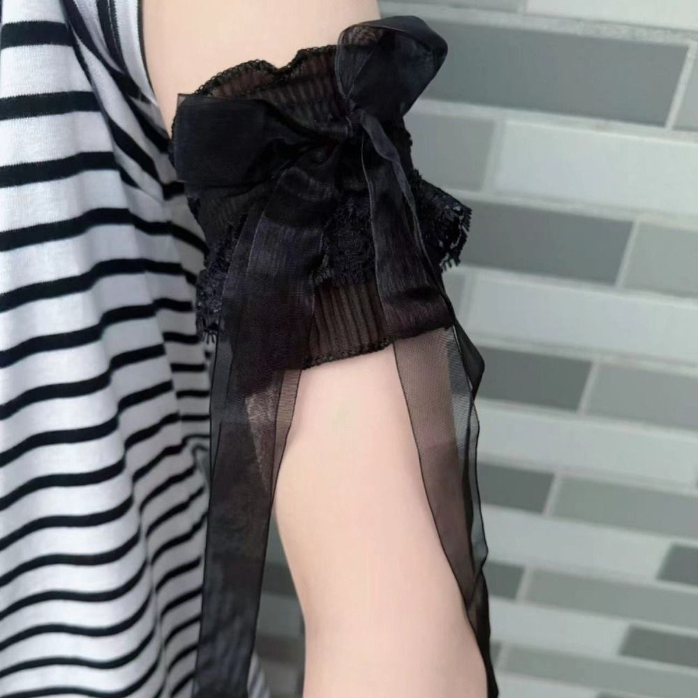 Lace Ribbon Trim - Modne koronkowe rękawki Lolita z elastyczną