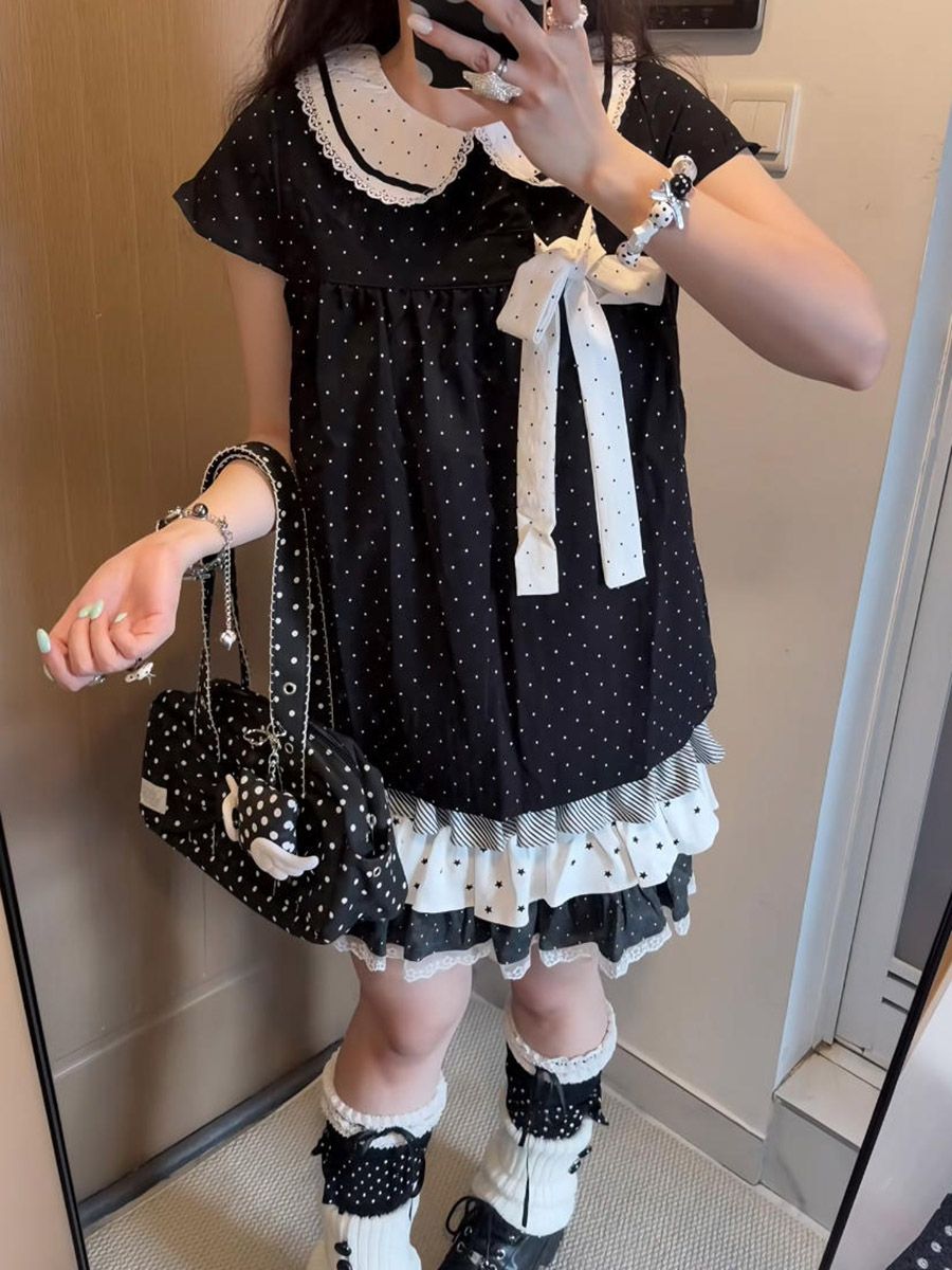 Zestaw dwuczęściowy Y2K Kawaii – Lace Ribbon Trim recenzja i cena